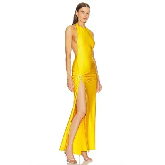 Khanums Dresses | Khanums X Revolve Backless Gown Sunshine Yellow Satin Embellished | Color: Yellow | Size: S | Pm-03580449's Closet Khanums Dresses | Khanums X Revolve Backless Gown Sunshine Yellow Satin Embellished | Color: Yellow | Size: S | Pm-03580449's Closet